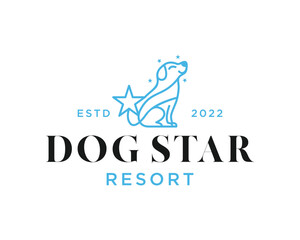 Dog star logo design vector
