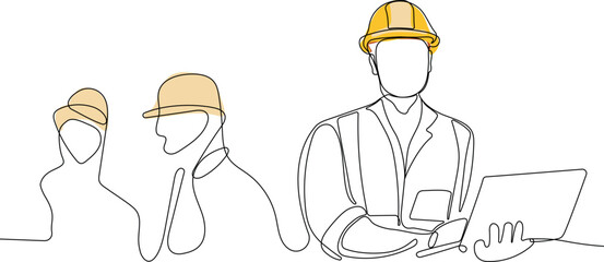 construction manager and engineer working on building site. Vector illustration
