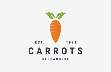 Carrot logo vector icon illustration hipster vintage retro .