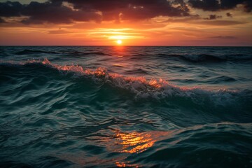 Fototapeta na wymiar view of the sea at sunrise created with Generative AI technology