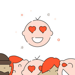 Heart love kid filled line icon, simple vector illustration