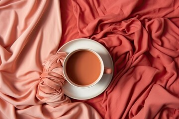 Obraz premium Inventive textile and warm cloth composition. Women's mornings start with balance. eco-friendly style Generative AI