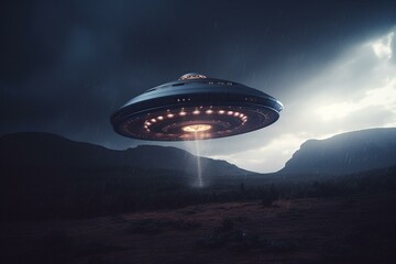 Fototapeta na wymiar 3D rendering of a UFO. Generative AI