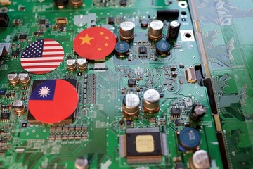 Motherboard and country flags. Image: Semiconductors and the speculation of the United States,...