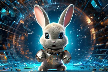 A digital rabbit from artificial intelligence represents future technology, medical care and big data, etc.