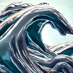 A realistic sculpture depicting a water wave Generative AI