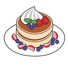 イチゴとブルーベリーのパンケーキ