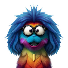 Crazy Professor: Cute and funny animals - Fluffy dog with glasses (Isolated PNG Transparency) Created with Generative AI Technology