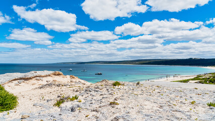 Hamelin Bay, a vast expanse of bright white sand, turquoise waters filled with marine life, and spectacular coastal cliff walks.