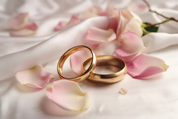 wedding rings and roses petals - AI Technology
