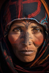 Fototapeta premium berber amazigh woman with traditional moroccan face tattoos