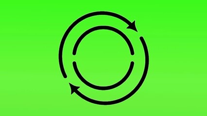 Round convenient icon like easy pay or update animation, on screen green.