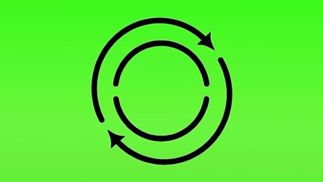 Round convenient icon like easy pay or update animation, on screen green.