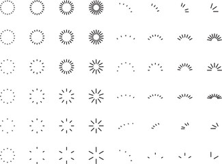 イラスト素材：シンプルな太陽のシンボルのあしらい・サンバースト・スターバースト・ベクター