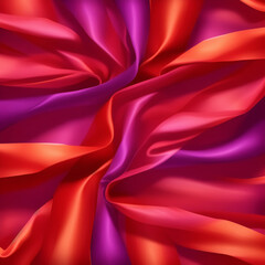 Obraz premium Vibrant and colorful abstract fashion background made of folded cloth, wavy ribbons and soft angles. Unique, stylish, modern concept created with generative AI.