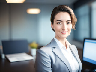 Businesswoman feeling accomplished and proud, young professional, career success concept created with generative AI.