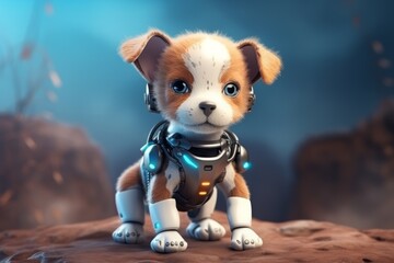 A digital dog from artificial intelligence represents future technology, medical care and big data, etc.