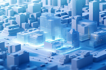 Smart city abstract isometric minimalist tech style illustration