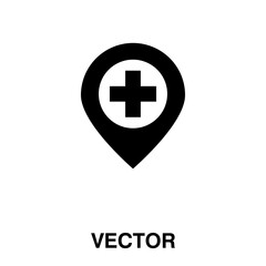 Obraz premium Map hospital icon,vector illustration. vector map hospital icon illustration isolated on White background,.eps