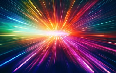 Obraz premium Dazzling Rainbow Spectrum: Mesmerizing Anamorphic Lens Flare Wallpaper in 8K, Dark Palette, Tightly Cropped Compositions, Cross-Processed Elegance, Generative AI