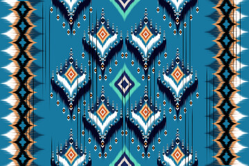 Beautiful Ethnic abstract ikat art. Seamless pattern in tribal,
folk embroidery, and Mexican style.Aztec geometric art ornament print. Design for carpet, wallpaper, clothing, wrapping, fabric, cover