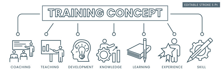 Editable training and learning concept icon for web or banner