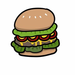 hamburger fast food icon illustration