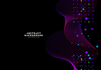 abstract line wave with particle gradient violet tone communication technology background for advertisement website template website template,cover landingpage label design vector eps.