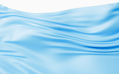 Smooth blue wave cloth background, 3d rendering.
