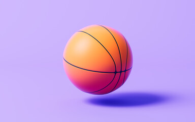 Obraz premium Basketball isolated on purple background, 3d rendering.