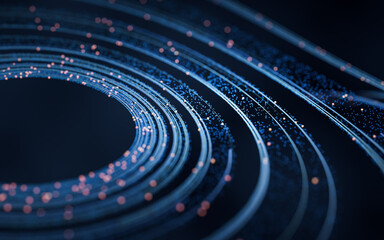 Flowing digital lines background, 3d rendering.