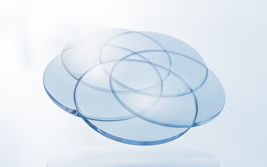 Round glass geometry background, 3d rendering.