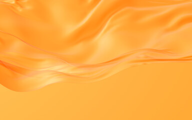 Flowing orange cloth background, 3d rendering.