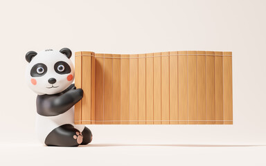 Panda and retro Chinese bamboo slip, 3d rendering. © Vink Fan