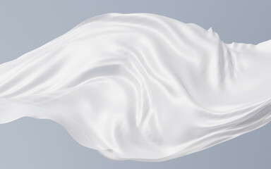 Fototapeta premium Flowing white cloth background, 3d rendering.