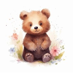teddy bear with flower-Generative AI