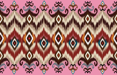 Beautiful Ethnic abstract ikat art. Seamless pattern in tribal,
folk embroidery, and Mexican style.Aztec geometric art ornament print. Design for carpet, wallpaper, clothing, wrapping, fabric, cover