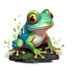 frog on a white background-Generative AI
