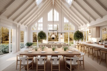 contemporary farmhouse dining area. Mockup of an interior. Generative AI