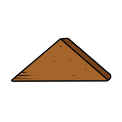 Sweet triangle brown sweet soy sauced cooked tofu colored vector icon isolated on square white background. Simple flat minimalist outlined cartoon art style dish food drawing.