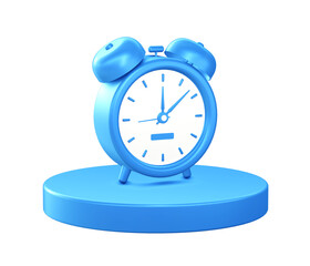 3d illustration icon of Alarm Clock with circular or round podium