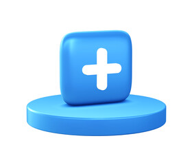 Obraz premium 3d illustration icon of Additional or plus sign with circular or round podium