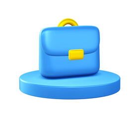 3d illustration icon of office Bag with circular or round podium