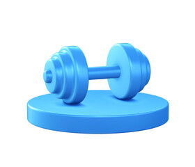 3d illustration icon of Dumbbell fitness with circular or round podium