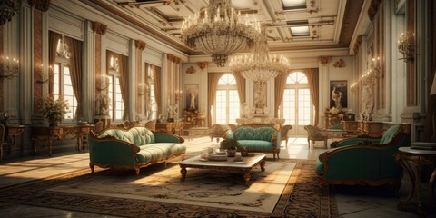 Obraz premium Classic interior with no one inside. Generative AI