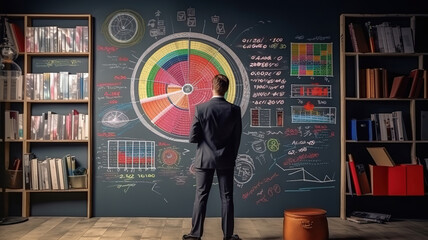 Businessman at the executive level analyzes the work strategy of the organization. Generative Ai