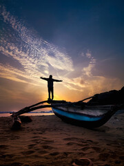Evening Beach and boy 