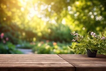 Wood floor with leaf nature background, AI generated.