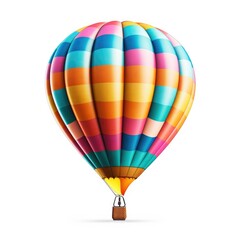 Colorful air balloon on white background, AI generated.