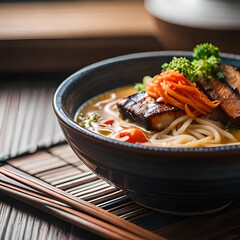 noodle soup in restaurat very well presented
